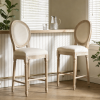 French Country 26'' Height Bar Chairs Set of 2, Upholstered Chairs with Round Back, Wire drawing and carving techniques ,Disassemblable