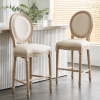 French Country 26'' Height Bar Chairs Set of 2, Upholstered Chairs with Round Back, Wire drawing and carving techniques ,Disassemblable