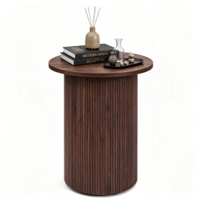 Minimalist Round Pedestal Side Table, Space-Saving Stable Nightstand with Rounded Edges & Anti-Slip Pads