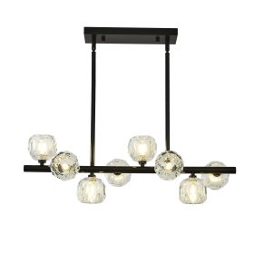29.53" Modern Crystal Chandelier for Dining Room, 8-Light Black Pendant Lightsfor Kitchen Island Bedroom,Over Table,Living Room