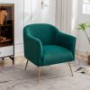 Modern Velvet Accent Chair with Metal Legs, Wood Frame Slipper Armchair, Trendy Leisure Side Chair for Living Room Bedroom Entryway