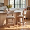 26.5" Counter Stools Set of 2, Upholstered Counter Height Bar Stools with Comfy Back, Solid Rubber Wood Frame, Backrest, Footrest