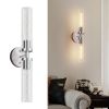 Wall Sconces Set of Two, Hardwired Brushed Nickel Bathroom Sconces Wall Lighting with Clear Glass