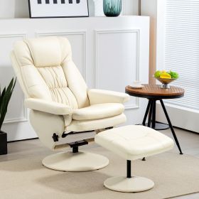 Swivel Recliner Chair with Ottoman PU Leather 135 Degree Reclining Lounge Chair