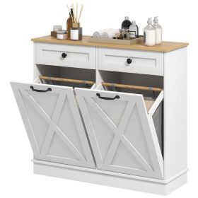Tilt Out Laundry Hamper Cabinet with Drawers