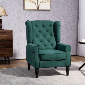 Wingback Accent Chair Tufted Upholstered Fabric Armchair with Wooden Legs for Living Room Bedroom Office