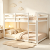 Full over Full Bunk Bed with Integrated Ladder And Safety Guardrails   Space Saving Twin over Twin Bunk Bed