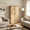 Natural wooden storage cabinet with waterproof and lockable doors