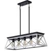 (Same as W134065438/L1001) 32" Black White Industrial 5-Light Pendant Chandelier, Modern Metal Cage Design, Adjustable Hanging Light for Dining Room