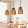 7" Set of 3 Rustic Hemp Rope Pendant Light, Handcrafted Farmhouse Hanging Light Fixture, Adjustable Height Ceiling Lamp for Kitchen Island