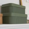 Decorative Storage Boxes with Lids â€“ Set of 2 Beautiful Fluted Cardboard Organizer Bins for Your Home Bookshelf Decor to Safely Store Your Documents