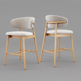 Set of 2 Upgraded Version Modern Ash Wood Counter Height Bar Stools - Oak