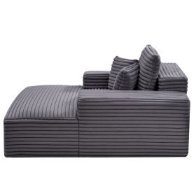 Chaise Lounge Chair, 48 in Boneless Chaise Lounge Indoor, Modern Upholstered Oversized Reading Chair with Throw Pillows & Armrests