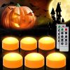 CANDLE IDEA 6 PCS Halloween Pumpkin LED Lights with Remote Timer Bright Flickering Battery Operated Jack-O-Lantern Electric Flameless Candles for Hall