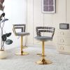Modern Bar chair(set of 2 ) with golden color iron tube legs, soft cushions and comfortable backrest, suitable for dining room, living room, cafe