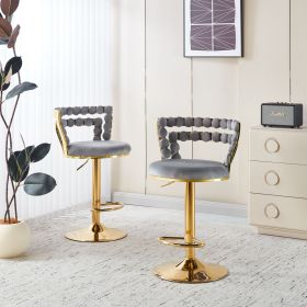 Modern Bar chair(set of 2 ) with golden color iron tube legs, soft cushions and comfortable backrest, suitable for dining room, living room, cafe