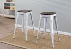 Stackable Barstool in Vintage White and Espresso - Set of 2