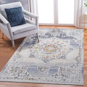 PAYAS Collection 7.9X10. Cream / Gold / Medallion Area Rug Modern, Contemporary, Non-Shedding & Easy to Clean, Ideal for Living Room, Bedroom