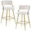 2pcs Thick Corduroy Gold-plated Iron Feet Bar Stool Beige
