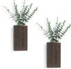 2 Pack Wood Wall Planter Vase with Artificial Eucalyptus Farmhouse Wall Hanging Decor Pocket Planter for Indoor Fake Plants Greenery