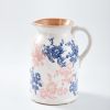 Floral Pattern Flower Pitcher Vase, Farmhouse vase with Handle, Ceramic Modern Pitcher Vase for Home DÃ©cor, Cute Water Jug.