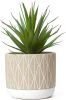 Farmhouse Realistic Faux Succulent in Pot - 8" Fake Plant for Home, Office Desk Decor