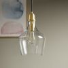 Bell Shaped Hanging Glass Pendant Light Gold/Clear Dia.9"