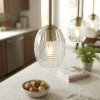 Vista Single Pendant Chain Hanging Light with Clear Glass - Satin Brass