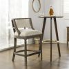 Paris 26.5" Farmhouse Counter Height Bar Stool with Backrest, Light Beige Linen