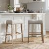 CoCo Upholstered Backless Saddle Seat Bar Stools 29" height Set of 2, Tan