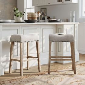 CoCo Upholstered Backless Saddle Seat Bar Stools 29" height Set of 2, Tan