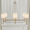 6-light Chandelier with Fabric Drum Shades Antique Gold See below