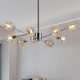 28" Modern Crystal Chandeliers, 9 Lights Chrome Chandelier for Living Room Bedroom, Dining Room Chandelier Over Table