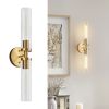 Wall Sconces Set of Two, Hardwired Gold Bathroom Sconces Wall Lighting with Clear Glass