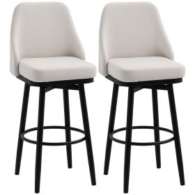 Bar Height Bar Stools Set of 2, Modern 360Â° Swivel Kitchen Chairs with Steel Legs and Footrest