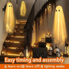 Halloween Decorations outdoor/indoor-3pcs Hanging Ghost Decor with Light,Halloween Ornaments,Hallowee n Decor for Tree,Yard,Window,Garden
