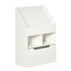 White Kids Bookcase with Storage Drawer Multi-Shelf Rack Organizer for Books Ideal for Reading Nook Classroom Bedroom Playroom