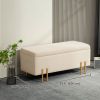 Modern Velvet Storage Ottoman Bench Flip-Top Bedroom Bench with Metal Legs Beige 18.5 Gallon Capacity Living Room Furniture