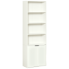 Modern White 4-Tier Open Bookshelf with Doors Home Office Bookcase Storage Cabinet for Living Room Bathroom Study