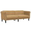 Sofa 3-Seater Brown Faux Suede Leather
