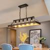 34-Inch Black Gold Vintage Pendant Light, 5 E26 Bulb Sockets, Adjustable Chain Height â€“ Antique Style Chandelier for Dining Room, Kitchen