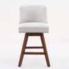 Counter Height Swivel Barstools, 26'' H Seat Height Upholstered Bar Stools Set of 2, Fabric in Ivory