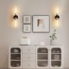 Wall Sconces Set of Two, Black and Gold Bathroom Sconces Wall Lighting with Clear Glass