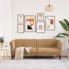 Sofa 3-Seater Brown Faux Suede Leather
