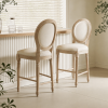 French Country 26'' Height Bar Chairs Set of 2, Upholstered Chairs with Round Back, Wire drawing and carving techniques ,Disassemblable