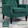 Wingback Accent Chair Tufted Upholstered Fabric Armchair with Wooden Legs for Living Room Bedroom Office