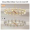 Modern 36" Gold Round Chandelier Light Fixture, K9 Crystal Chandeliers for Dining Room, Living Room, Dining Room Chandeliers Over Table