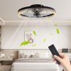 Smart Flush Mount Ceiling Fan with Light â€“ 20-inch Integrated LED Chandelier with 5 Invisible Blades, Remote Control & Timer, Dimmable Lighting