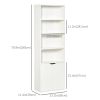 Modern White 4-Tier Open Bookshelf with Doors Home Office Bookcase Storage Cabinet for Living Room Bathroom Study
