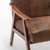 Accent Chair with Microfiber Upholstery and Solid Wood Frame, Classic Mid-Century Modern Living Room Furniture for Extra Seating, Brown